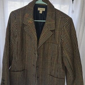 Women's 18P Appleseed's Multicolor Houndstooth Blazer Dark Academia Goth Tweed